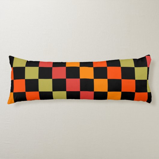 Sinaasappel Zwart geruit Gingham Pattern Lichaamskussen (Voorkant)