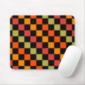 Sinaasappel Zwart geruit Gingham Pattern Muismat (Met muis)