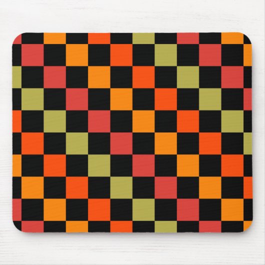 Sinaasappel Zwart geruit Gingham Pattern Muismat (Voorkant)