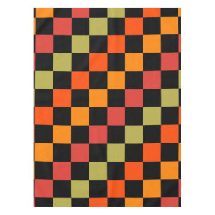 Sinaasappel Zwart geruit Gingham Pattern Tafelkleed