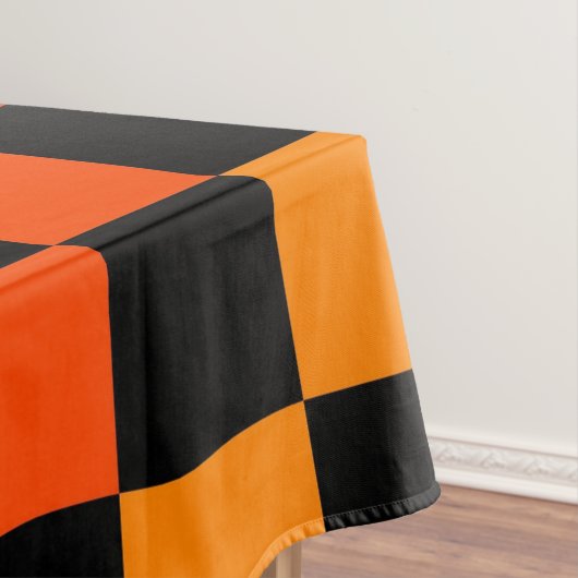 Sinaasappel Zwart geruit Gingham Pattern Tafelkleed (Voorbeeld)