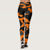 Sinaasappel Zwart Grijs Camouflage Camo Patroon Leggings (Achterkant)