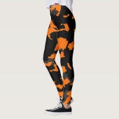 Sinaasappel Zwart Grijs Camouflage Camo Patroon Leggings (Links)