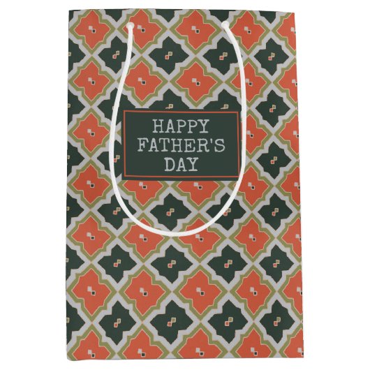 Sinaasappel, Zwart Grijs Diamond Pattern Vaders Da Medium Cadeauzakje (Voorkant)