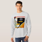 Sinaasappel, Zwart Grijs Geometrische Retro MCM-ge T-shirt (Voorkant volledig)