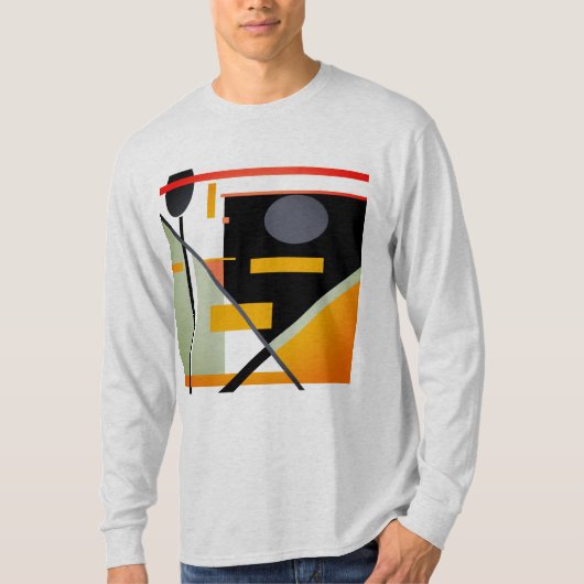 Sinaasappel, Zwart Grijs Geometrische Retro MCM-ge T-shirt (Voorkant)