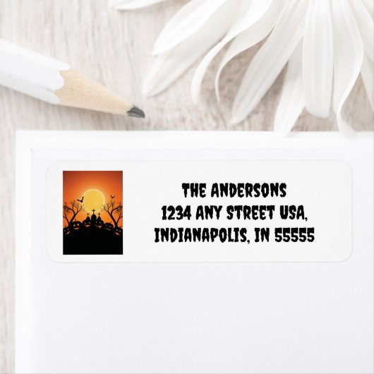 Sinaasappel Zwart Halloween Party Pompoen Graveyar Etiket (Insitu)