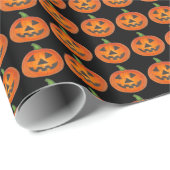 Sinaasappel Zwart Halloween Pompoen Jack o' Lanter Cadeaupapier (Rol Hoek)