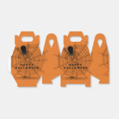 Sinaasappel & Zwart Halloween Spin Web Favor Box Bedankdoosjes (Uitgevouwen)