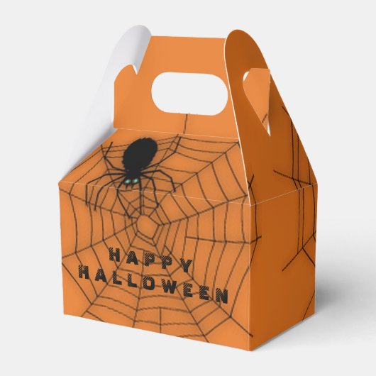 Sinaasappel & Zwart Halloween Spin Web Favor Box Bedankdoosjes (Voorkant Zijde)