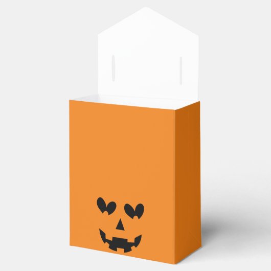 Sinaasappel & Zwart Happy Heart Pompoen Halloween Bedankdoosjes (Geopend)