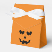 Sinaasappel & Zwart Happy Heart Pompoen Halloween Bedankdoosjes (Voorkant Zijde)