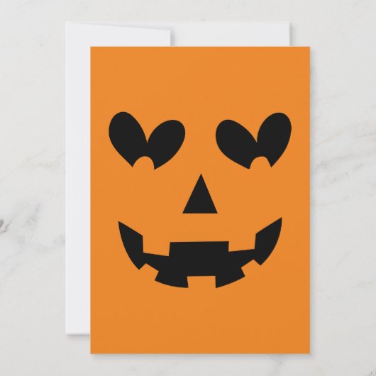 Sinaasappel & Zwart Happy Heart Pompoen Halloween Kaart (Achterkant)