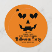 Sinaasappel & Zwart Happy Heart Pompoen Halloween Kaart (Voorkant / Achterkant)