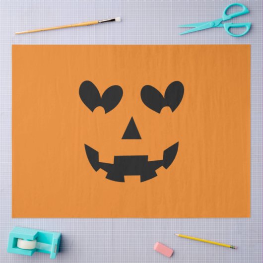Sinaasappel & Zwart Happy Heart Pompoen Halloween Tissuepapier (Craft)