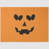 Sinaasappel & Zwart Happy Heart Pompoen Halloween Tissuepapier (Voorkant)