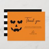 Sinaasappel & Zwart Happy Heart Pumpkin Dank u Kaart (Voorkant / Achterkant)