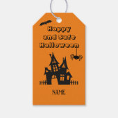 Sinaasappel & Zwart Haunted House Halloween Gift L Cadeaulabel (Voorkant)