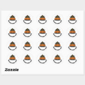 Sinaasappel Zwart Haunted House met Pompoenen Hall Ronde Sticker (Vel)
