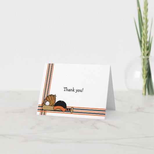 Sinaasappel & Zwart Honkbal Bedankt Opmerking baby (Voorkant)