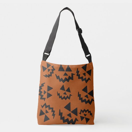 Sinaasappel & zwart Jack O' Lanterns Crossbody Tas (Voorkant)