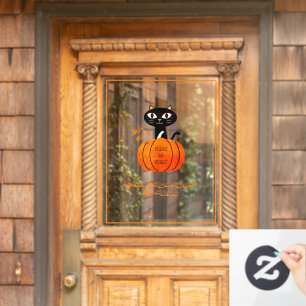 Sinaasappel Zwart Kat Pompoen Trick or treat Hallo Raamsticker