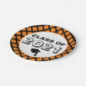 Sinaasappel & Zwart Klasse van 2024 Afstuderen Papieren Bordje (Gekanteld)