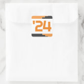 Sinaasappel & Zwart Klasse van '24 Afstuderen Vierkante Sticker (Tas)