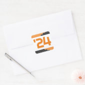 Sinaasappel & Zwart Klasse van '24 Afstuderen Vierkante Sticker (Envelop)