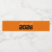 Sinaasappel & Zwart Klasse van Afstuderen Waterfles Etiket (Enkel label)