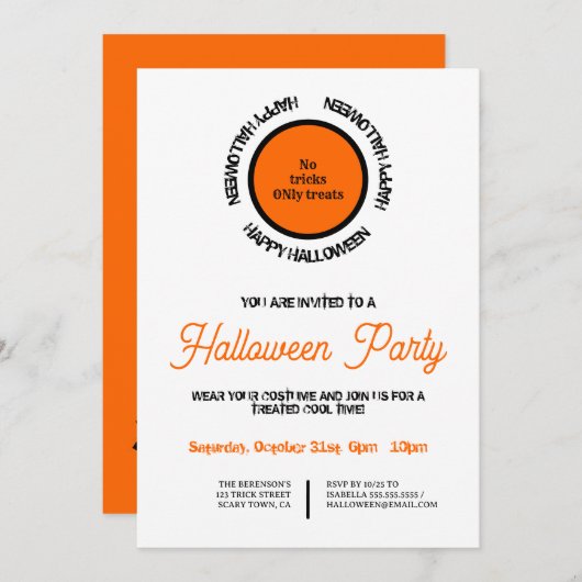 Sinaasappel Zwart Koel Modern Happy Halloween Part Kaart (Voorkant / Achterkant)