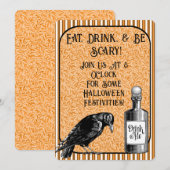 Sinaasappel Zwart Kraai Raven Halloween Kaart (Voorkant / Achterkant)