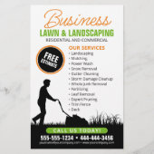 Sinaasappel Zwart Lawncare Landscaping Grasmaaien Flyer (Voorkant)