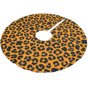 Sinaasappel Zwart Leopard Print Patroon Halloween  Kerstboom Rok