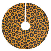 Sinaasappel Zwart Leopard Print Patroon Halloween Kerstboom Rok (Voorkant)
