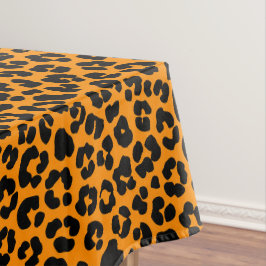 Sinaasappel Zwart Leopard Print Patroon Halloween  Tafelkleed
