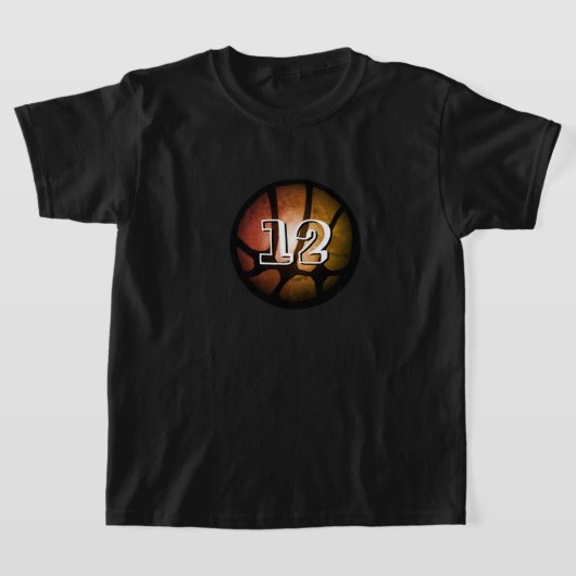 Sinaasappel Zwart Metallic Basketbal Ball Nummer T-shirt (Laagn)
