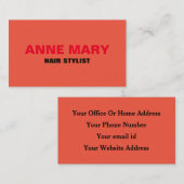 Sinaasappel Zwart Modern Bold Bright Hair Stylist  Visitekaartje (Voorkant / Achterkant)