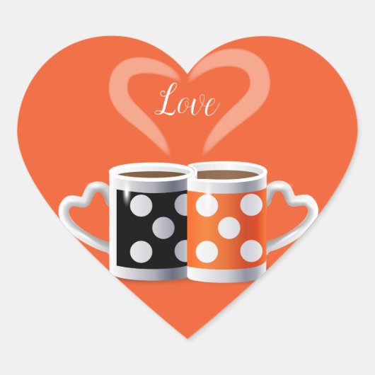 Sinaasappel + zwart of wij horen samen hart sticker (Voorkant)