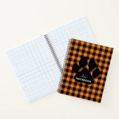 Sinaasappel Zwart Plaid Paw Print Notitieboek Jour (Binnen)