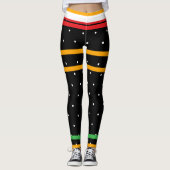Sinaasappel Zwart Rood Groen Wit Polka Dots Hallow Leggings (Voorkant)