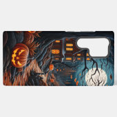 SINAASAPPEL & ZWART SPOOKY SPOOKY SPOOKHUIS SAMSUNG GALAXY HOESJE (Achterkant horizontaal)