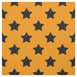 Sinaasappel Zwart Sterren Patroon Decoratief Texti Stof