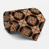 Sinaasappel & Zwart Tatreez Henna Thobe Afdrukpatr Stropdas (Opgerold)