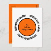 Sinaasappel Zwart Typografie Modern Happy Hallowee Briefkaart (Voorkant / Achterkant)