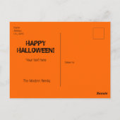 Sinaasappel Zwart Typografie Modern Happy Hallowee Briefkaart (Achterkant)