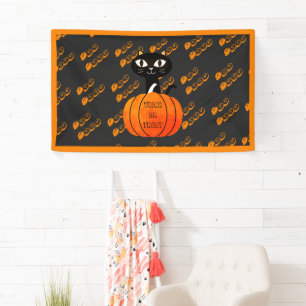 Sinaasappel Zwart Typografie Patroon Halloween Par Spandoek