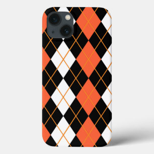 Sinaasappel Zwart Wit Argyle Diamond Design Case-Mate iPhone Case