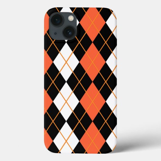 Sinaasappel Zwart Wit Argyle Diamond Design Case-Mate iPhone Case (Achterkant)