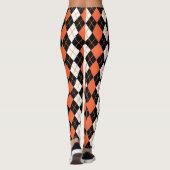 Sinaasappel Zwart Wit Argyle Diamond Design Leggings (Achterkant)